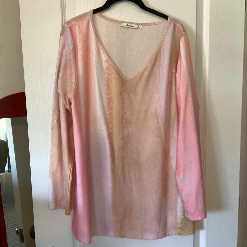 Sakura Pink and Cream Long Sleeve Top